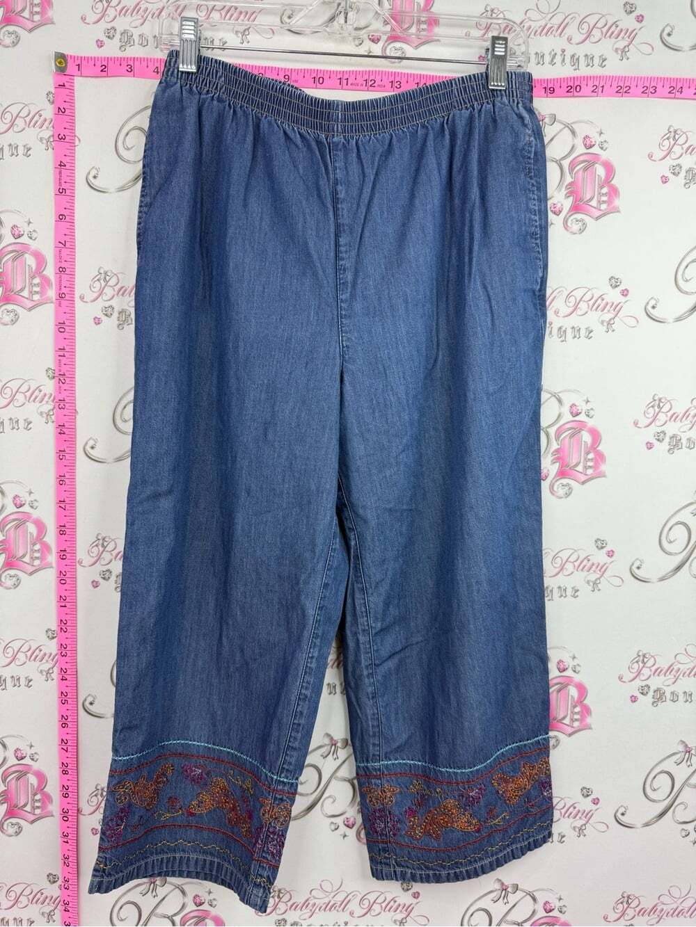 CITY BLUES wide leg pants Women's Embroidered Wide-Leg Jean Pants - Blue